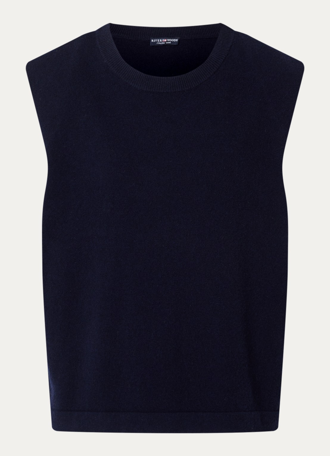 River Woods Fijngebreide spencer met ronde hals - voorkant 2 blauw