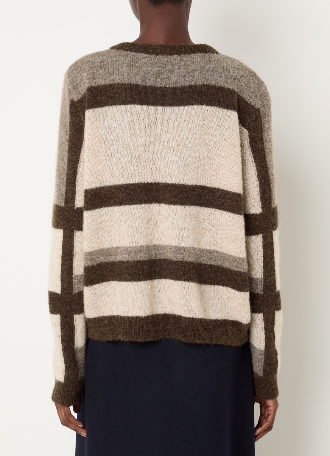 River Woods Fijngebreide trui in alpaca wolblend met ingebreid patroon - achterkant lichtbruin