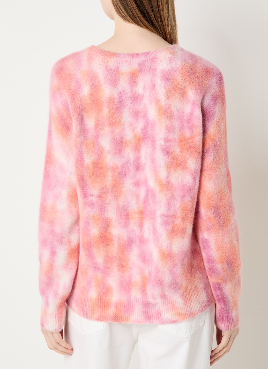 River Woods Fijngebreide trui in alpaca wolblend met tie-dye dessin - achterkant roze