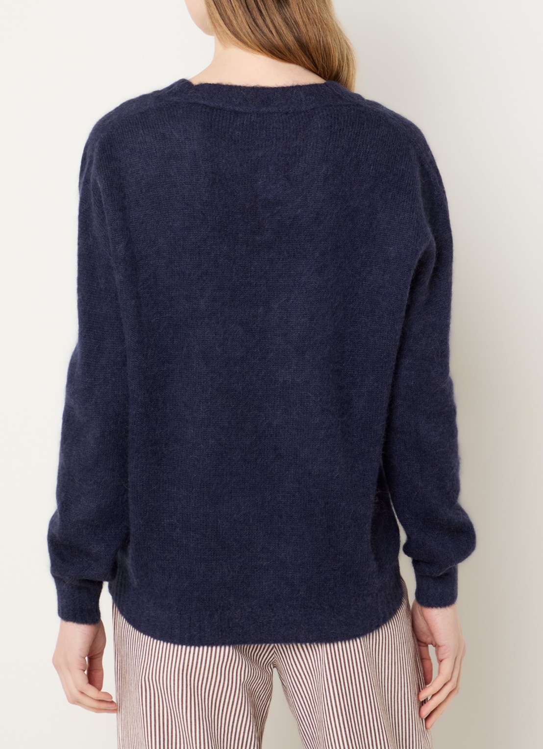 River Woods Fijngebreide trui in alpaca wolblend  - achterkant 2 donkerblauw