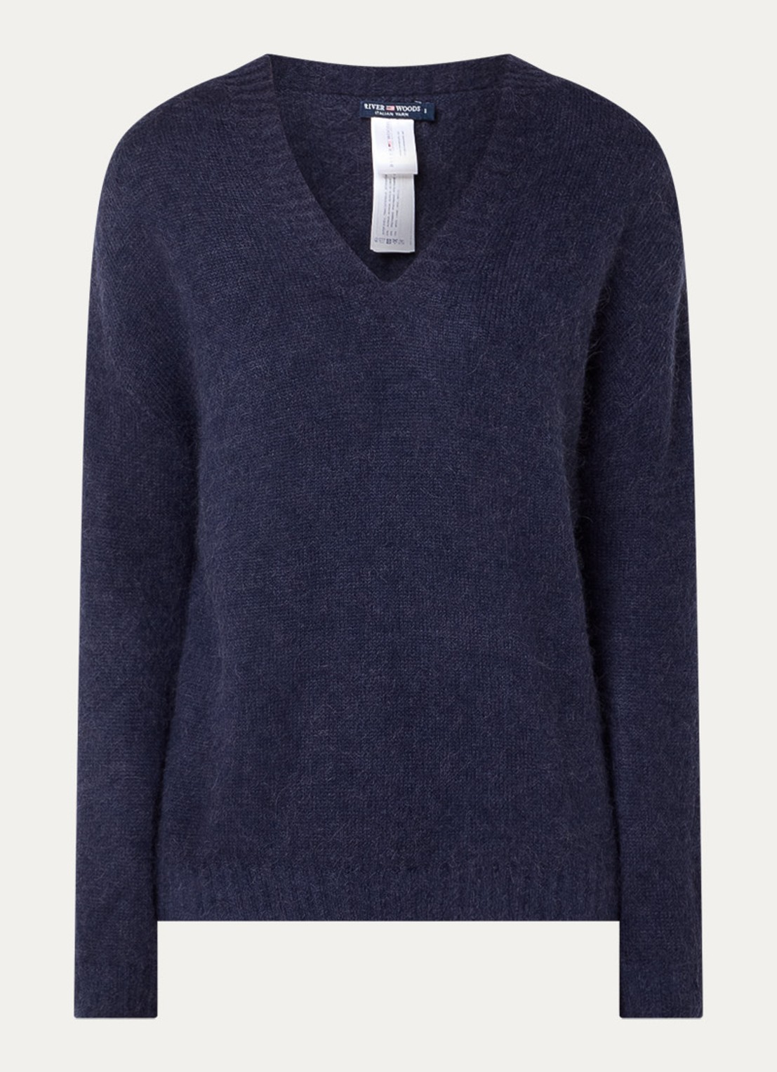 River Woods Fijngebreide trui in alpaca wolblend  - voorkant 3 donkerblauw