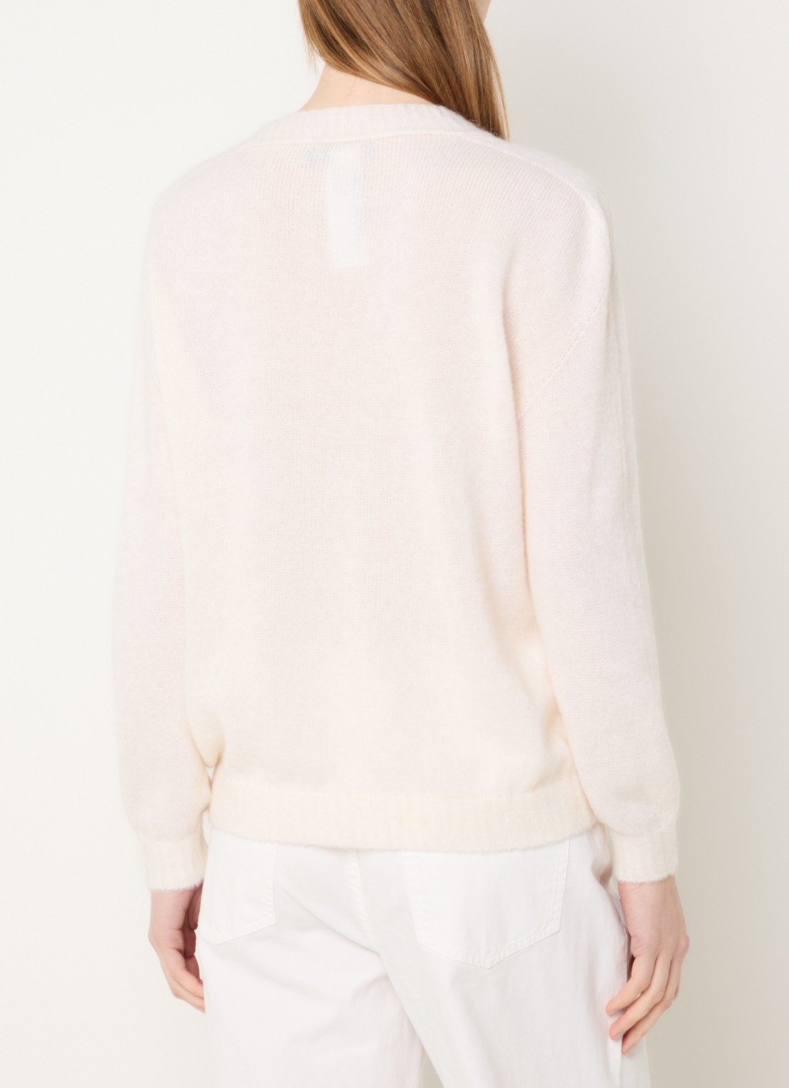 River Woods Fijngebreide trui in alpaca wolblend  - achterkant 3 creme