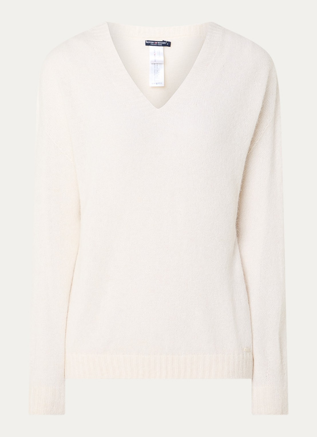 River Woods Fijngebreide trui in alpaca wolblend  - voorkant creme
