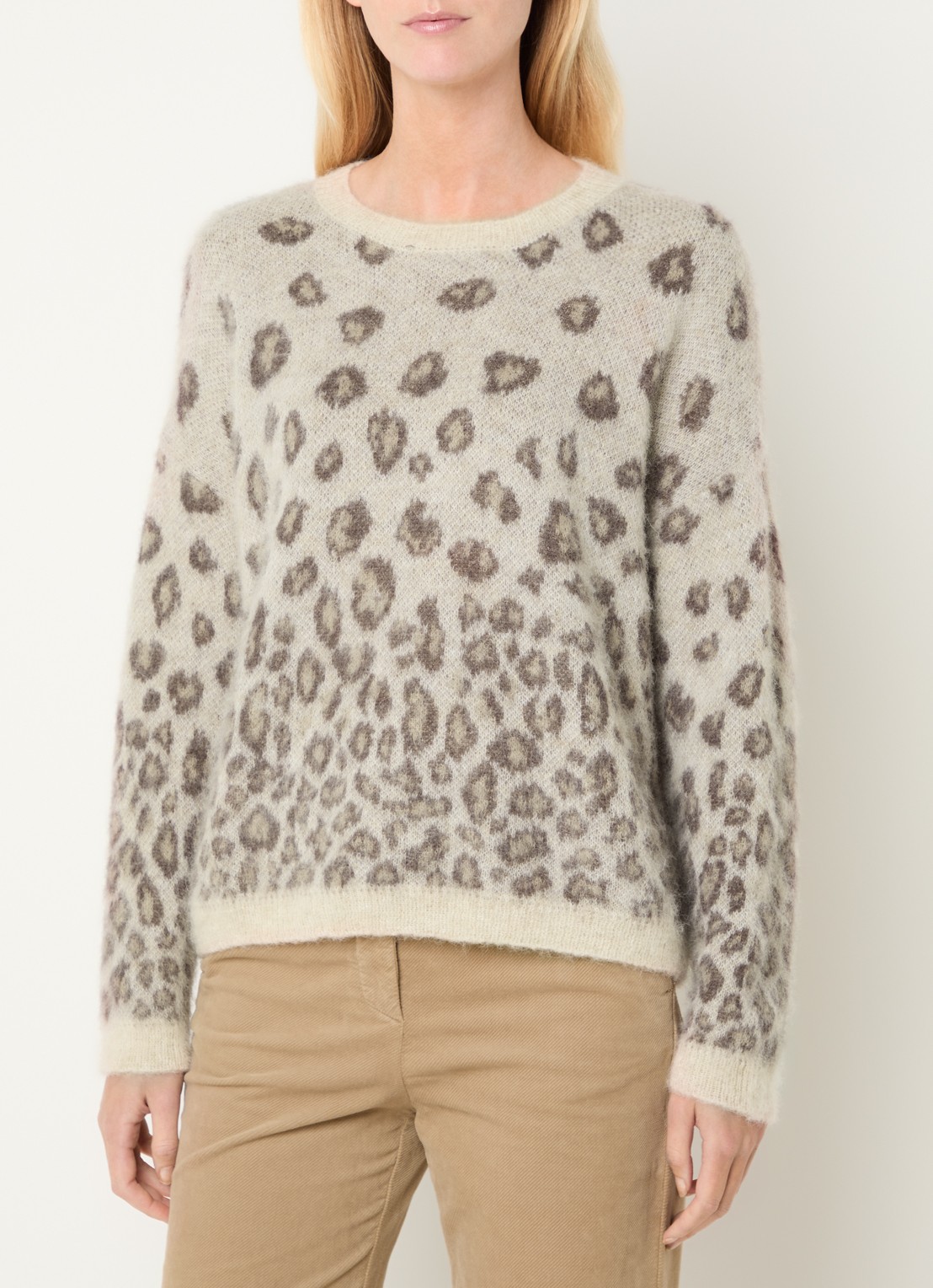 River Woods Fijngebreide trui in alpaca wolblend - detail beige