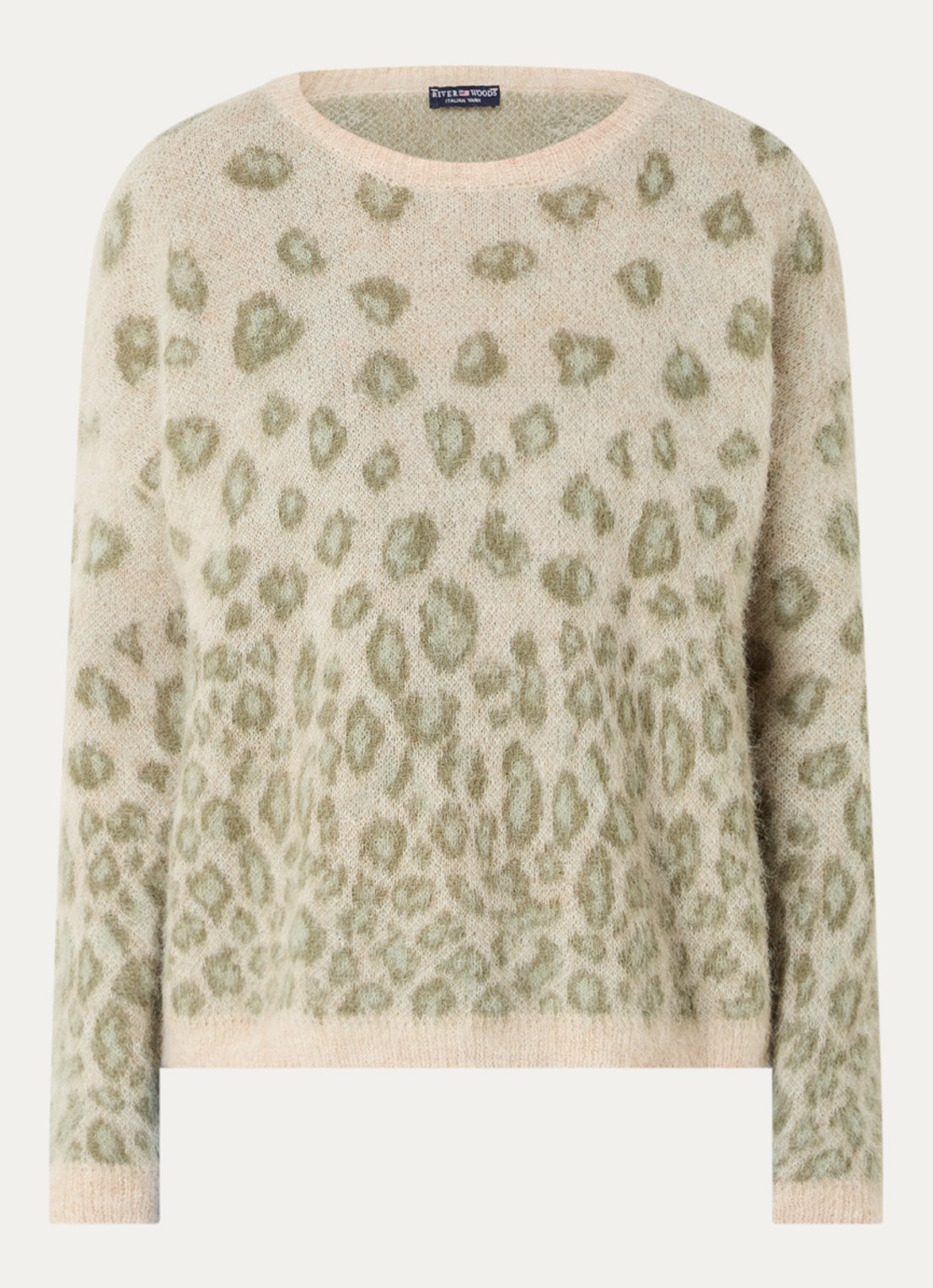 River Woods Fijngebreide trui in alpaca wolblend - voorkant 2 lindegroen