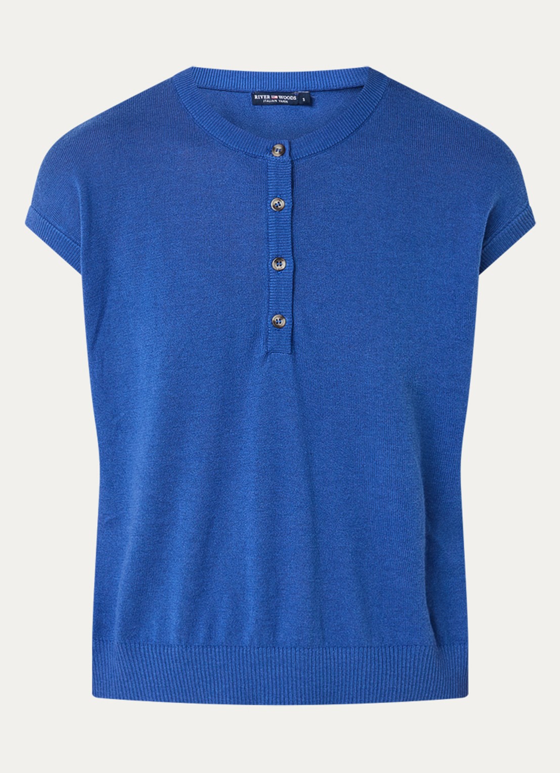 River Woods Fijngebreide trui met ronde hals - voorkant 3 blauw