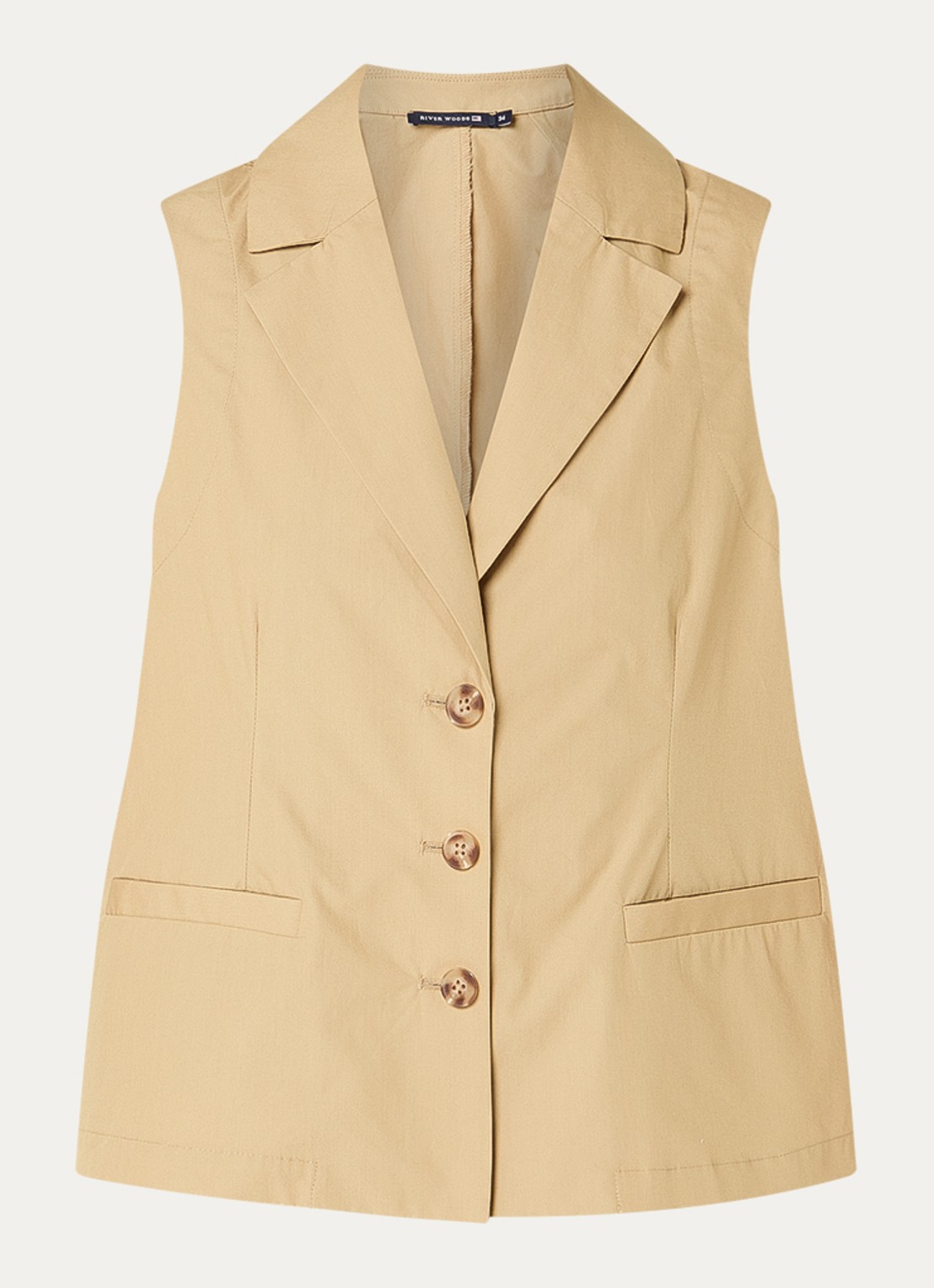 River Woods Gilet met paspelzakken - voorkant 2 khaki