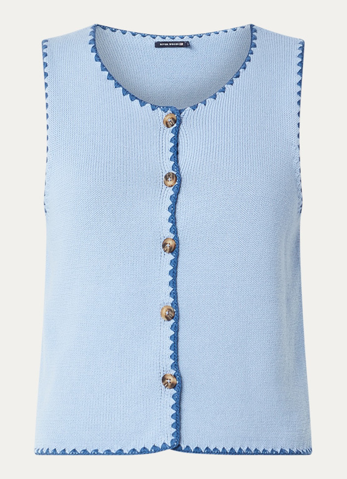 River Woods Grofgebreid gilet met ronde hals - voorkant 3 lichtblauw