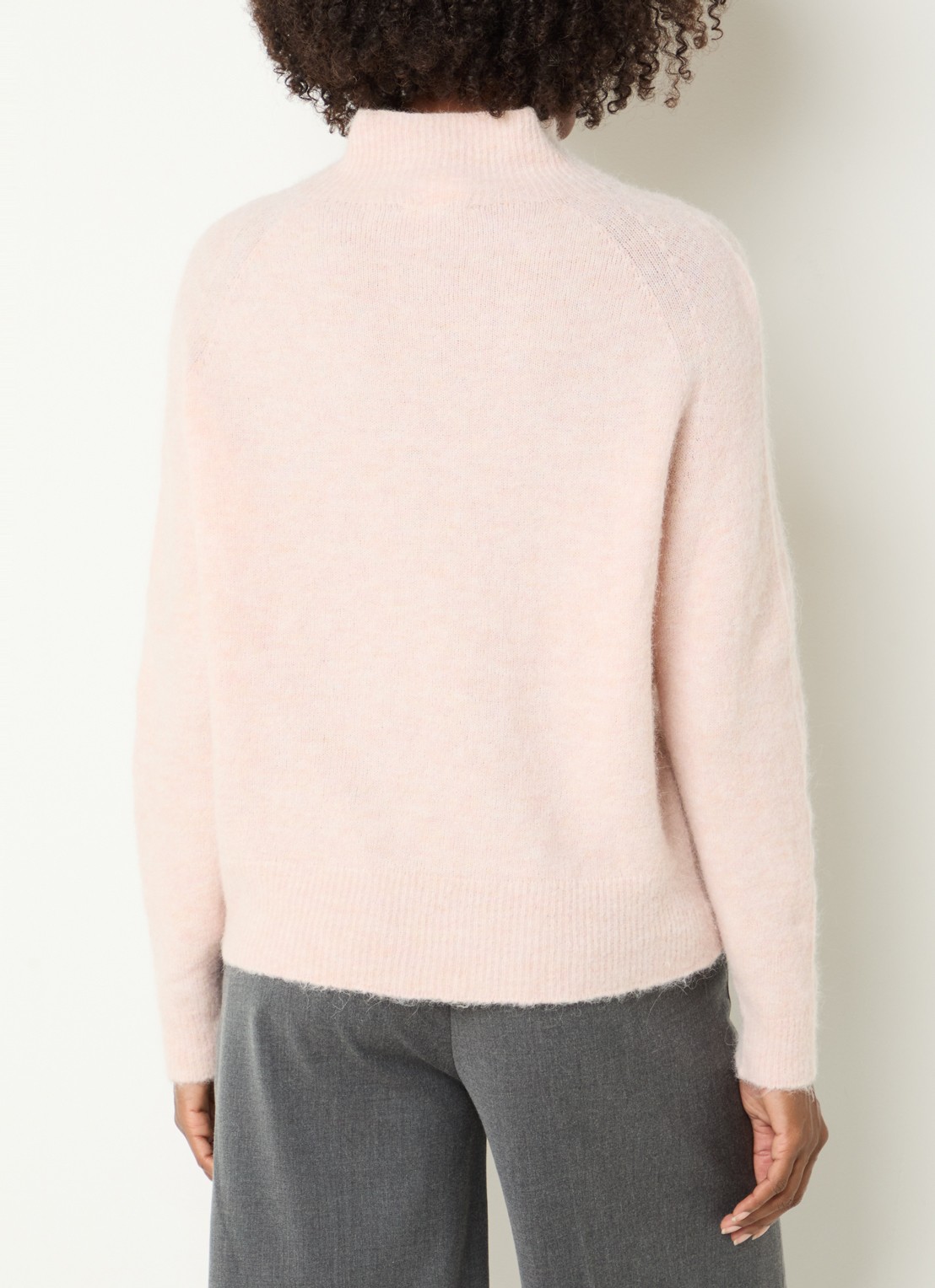River Woods Grofgebreide trui in alpaca wolblend met col - achterkant 4 lichtroze