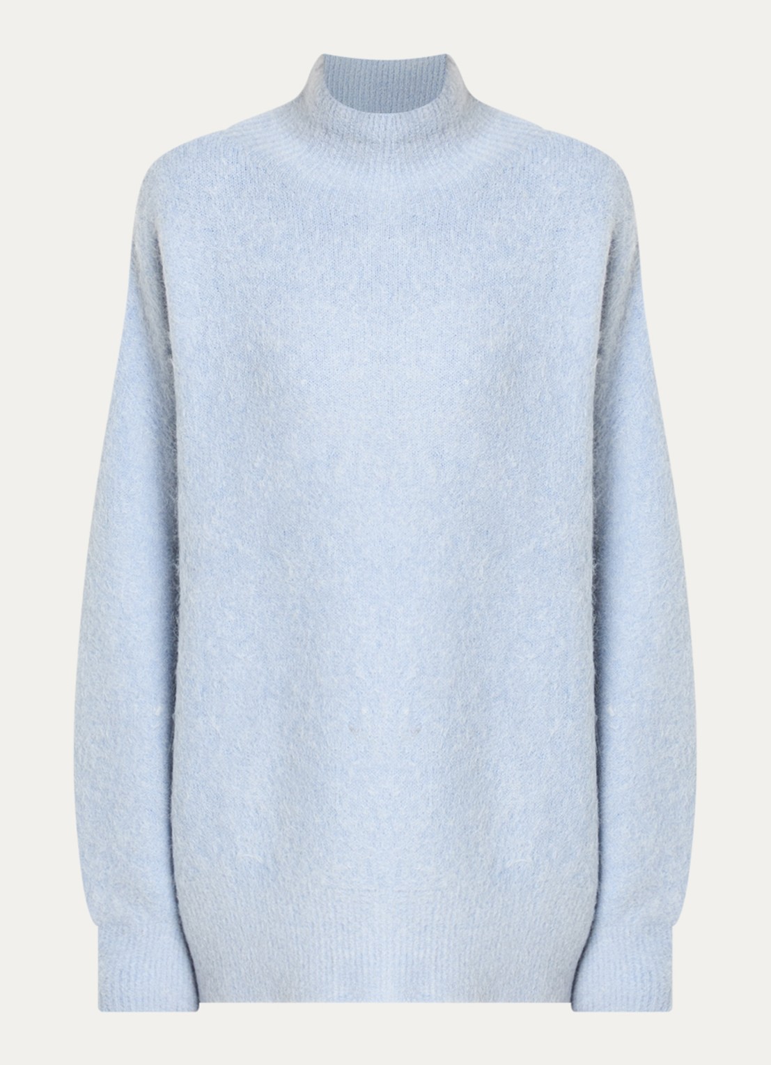 River Woods Grofgebreide trui in alpaca wolblend met col - voorkant lichtblauw