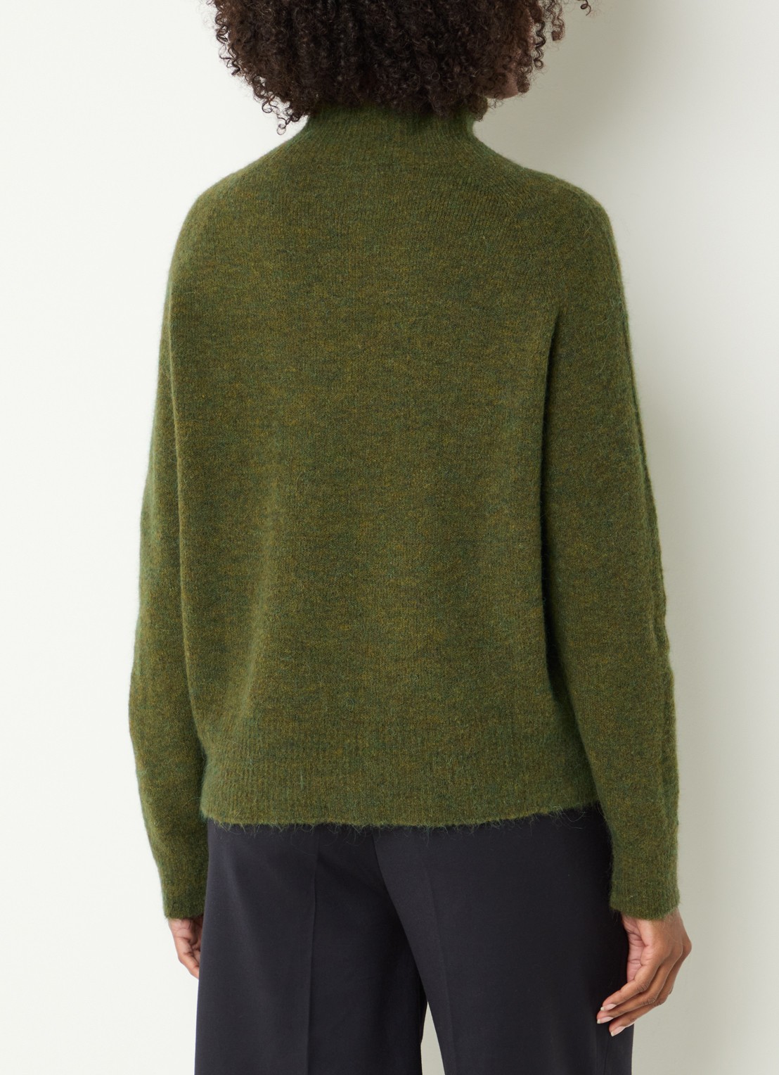 River Woods Grofgebreide trui in alpaca wolblend met col - achterkant 4 donkerkhaki