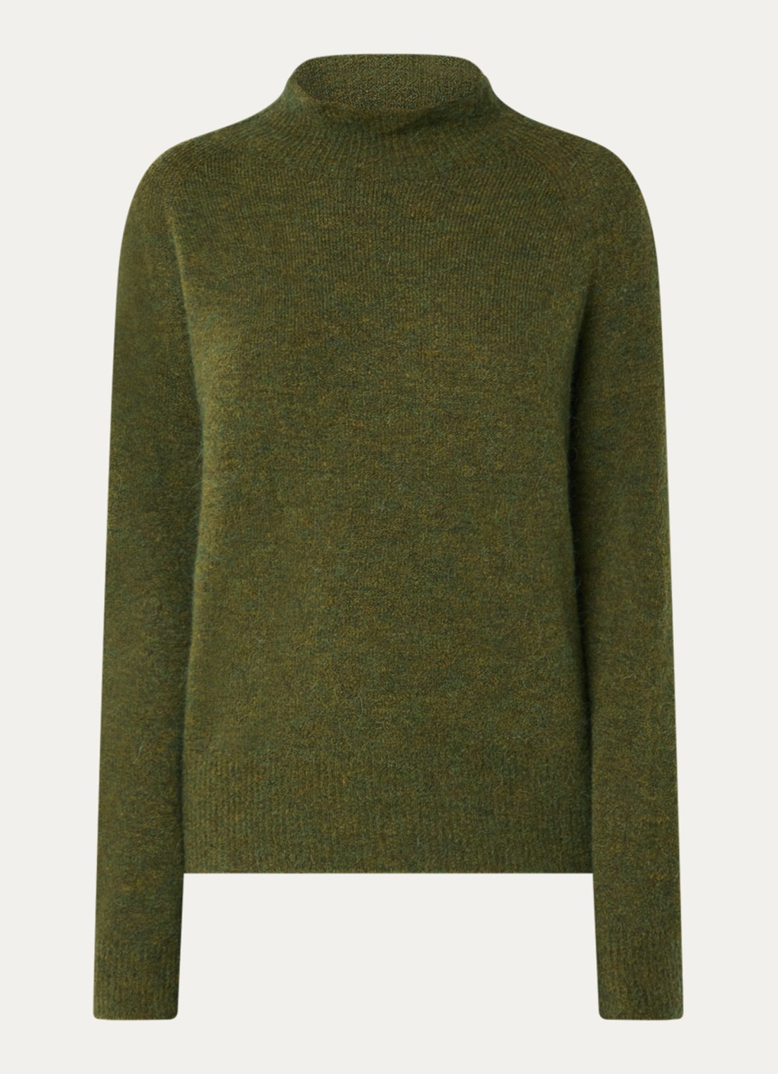 River Woods Grofgebreide trui in alpaca wolblend met col - voorkant 2 donkerkhaki
