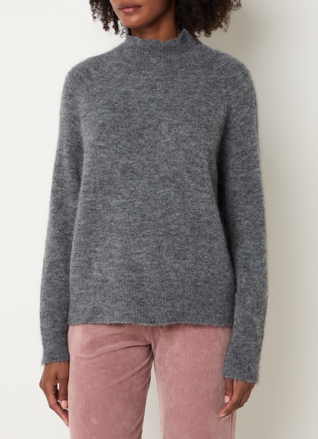 River Woods Grofgebreide trui in alpaca wolblend met col - detail 3 rood