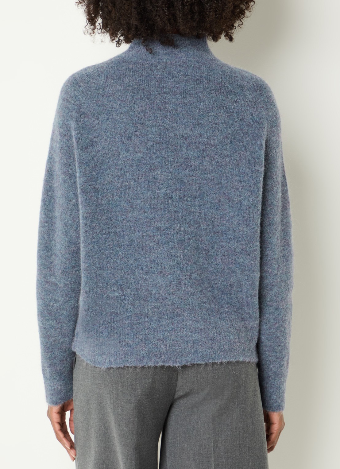 River Woods Grofgebreide trui in alpaca wolblend met col - achterkant middengrijs