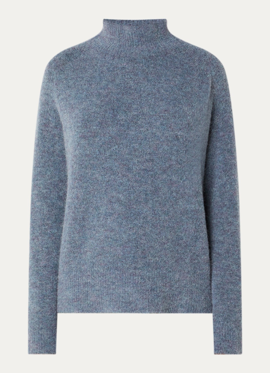 River Woods Grofgebreide trui in alpaca wolblend met col - voorkant 2 middengrijs