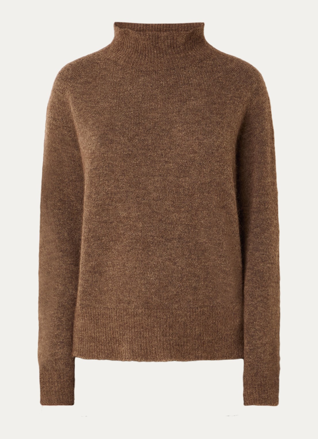 River Woods Grofgebreide trui in alpaca wolblend met col - voorkant 2 lichtbruin