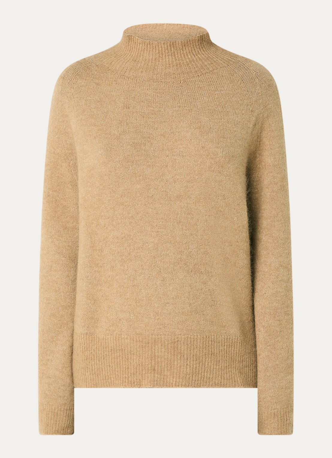 River Woods Grofgebreide trui in alpaca wolblend met col - voorkant camel