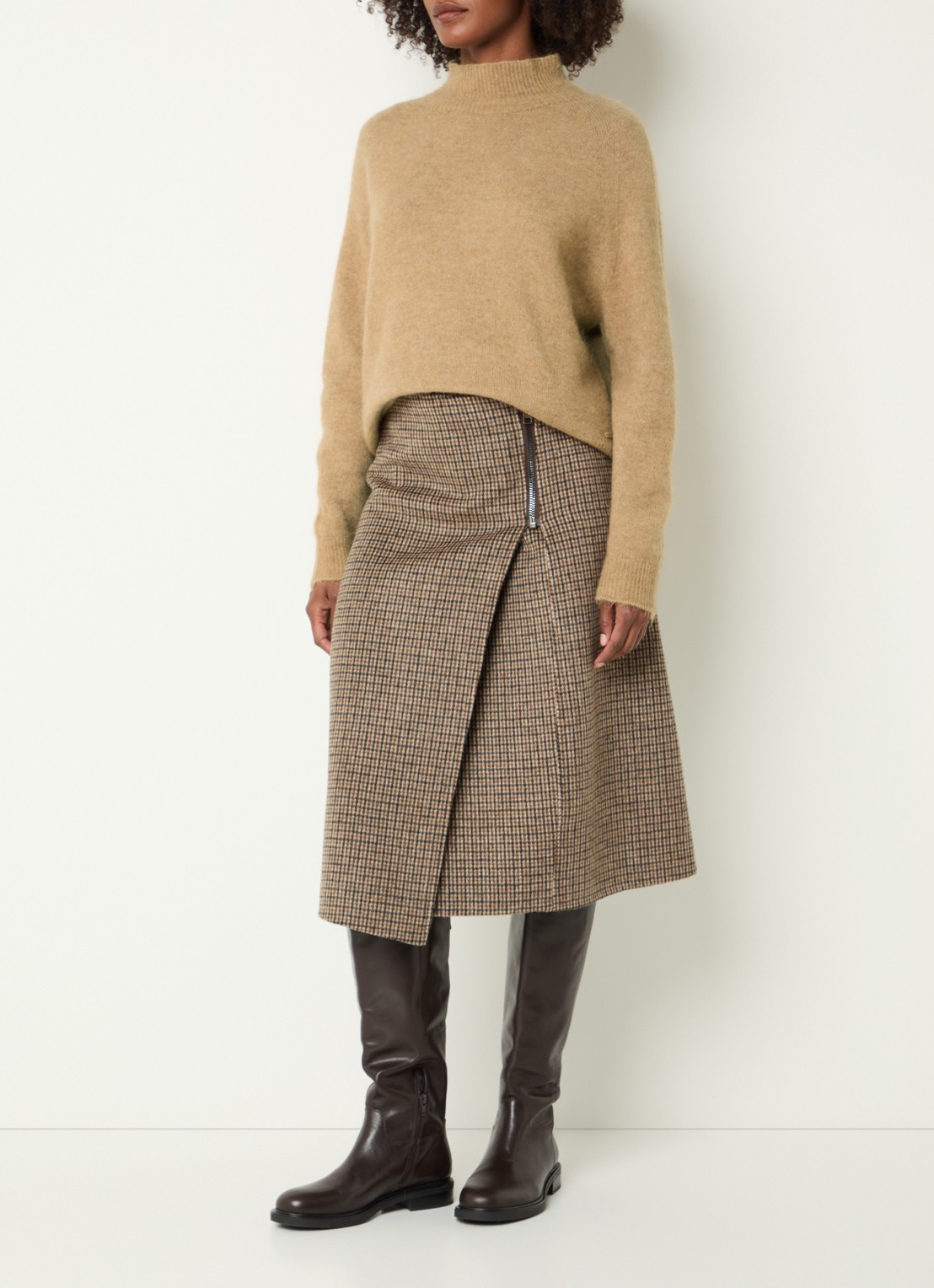 River Woods Grofgebreide trui in alpaca wolblend met col - voorkant 2 camel