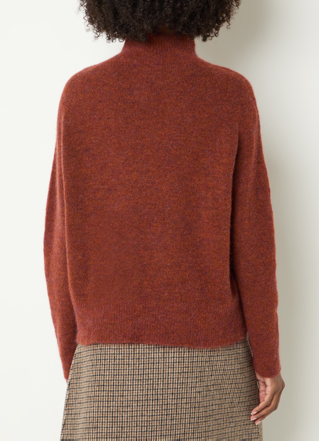 River Woods Grofgebreide trui in alpaca wolblend met col - achterkant 4 oranjebruin
