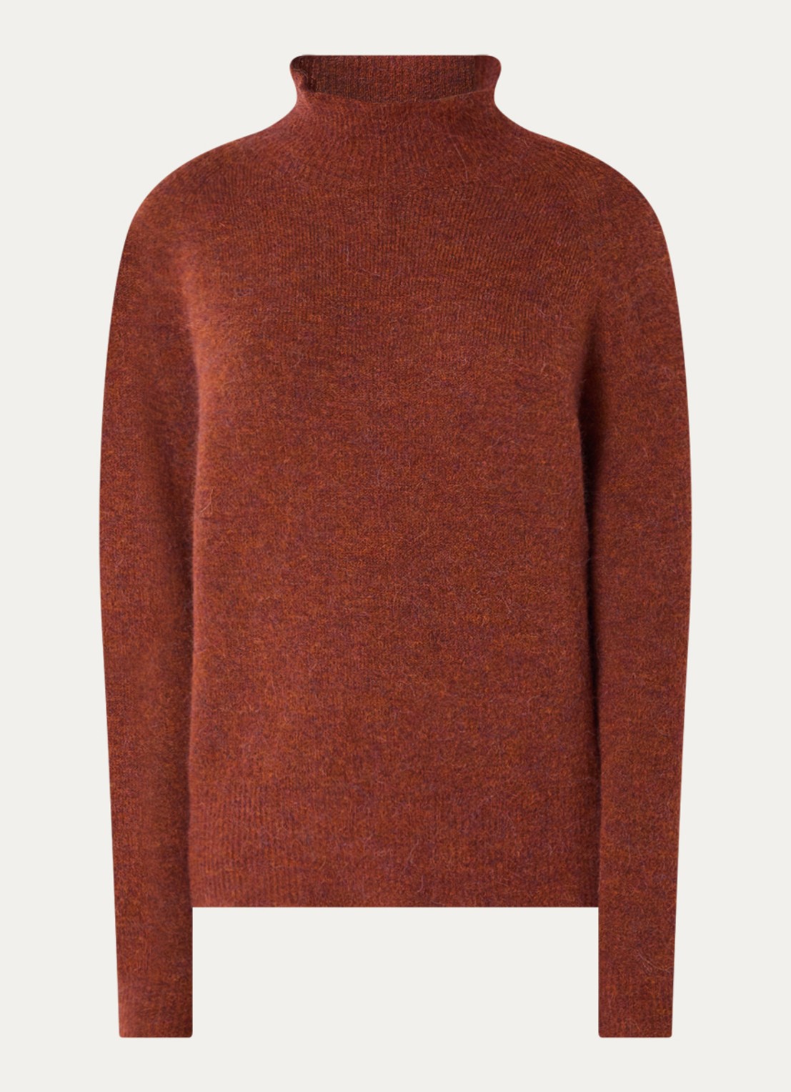 River Woods Grofgebreide trui in alpaca wolblend met col - voorkant 2 oranjebruin