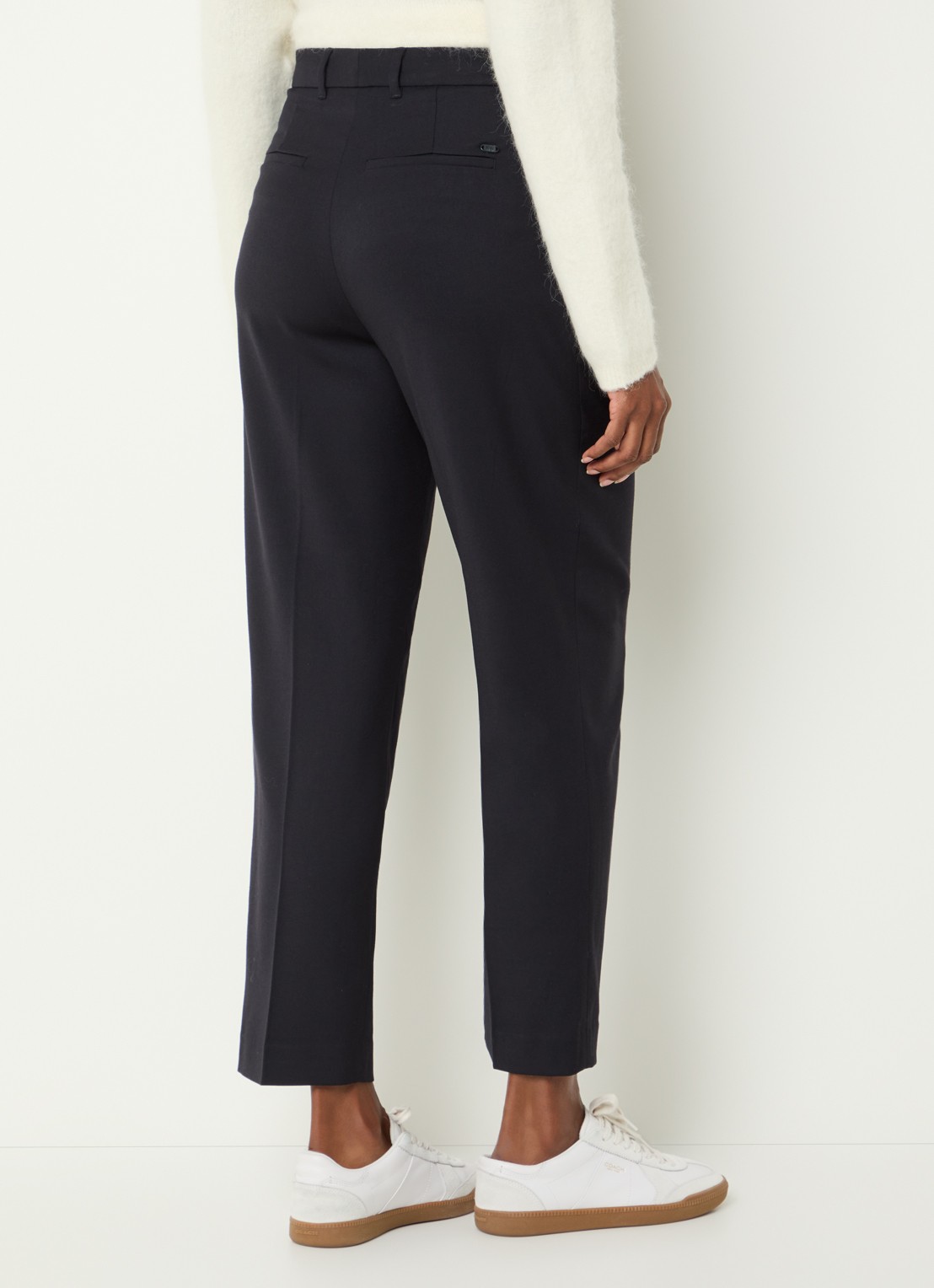 River Woods High waist cropped straight fit pantalon in wolblend - achterkant 4 donkerblauw