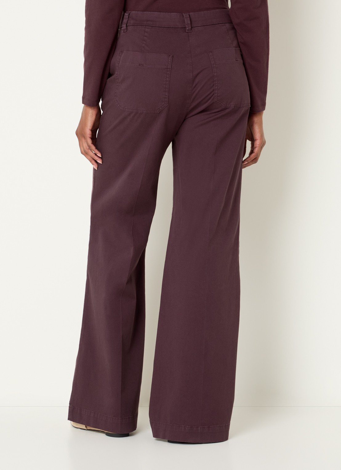 River Woods High waist flared fit pantalon met stretch - achterkant 2 bordeauxrood