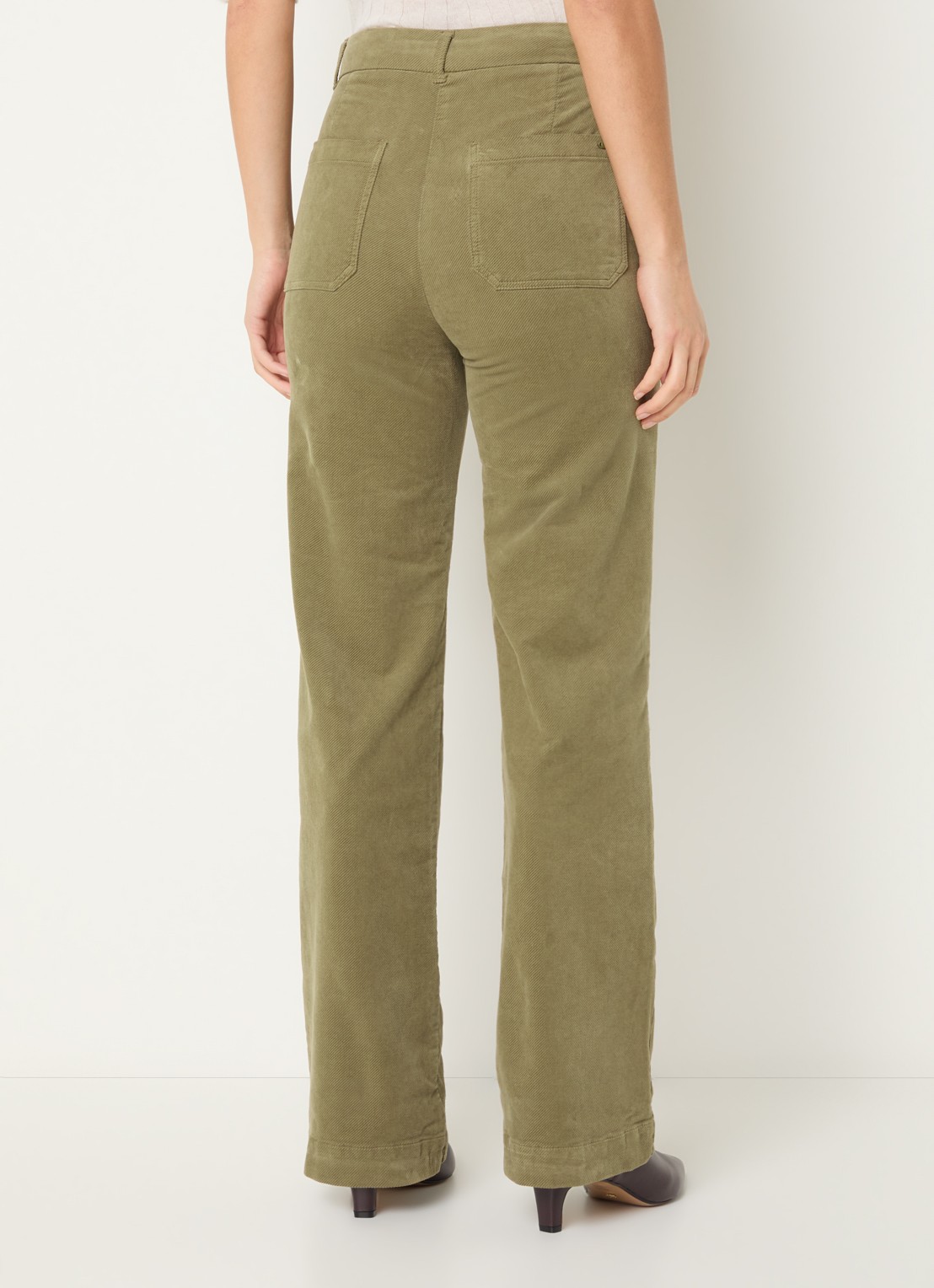 River Woods High waist flared fit pantalon met stretch - achterkant 2 olijfgroen