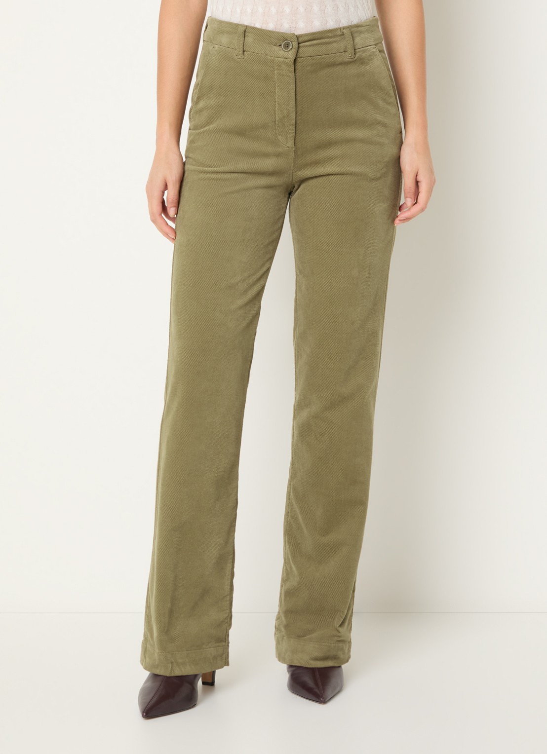 River Woods High waist flared fit pantalon met stretch - detail olijfgroen