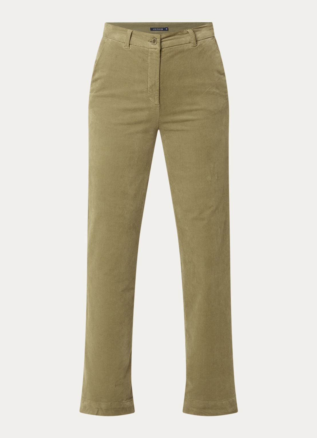 River Woods High waist flared fit pantalon met stretch - voorkant 3 olijfgroen