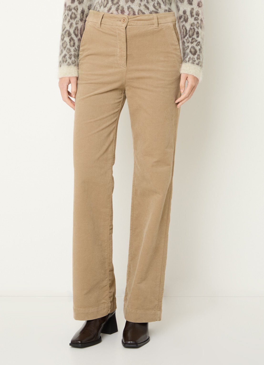 River Woods High waist flared fit pantalon met stretch - detail 4 zand