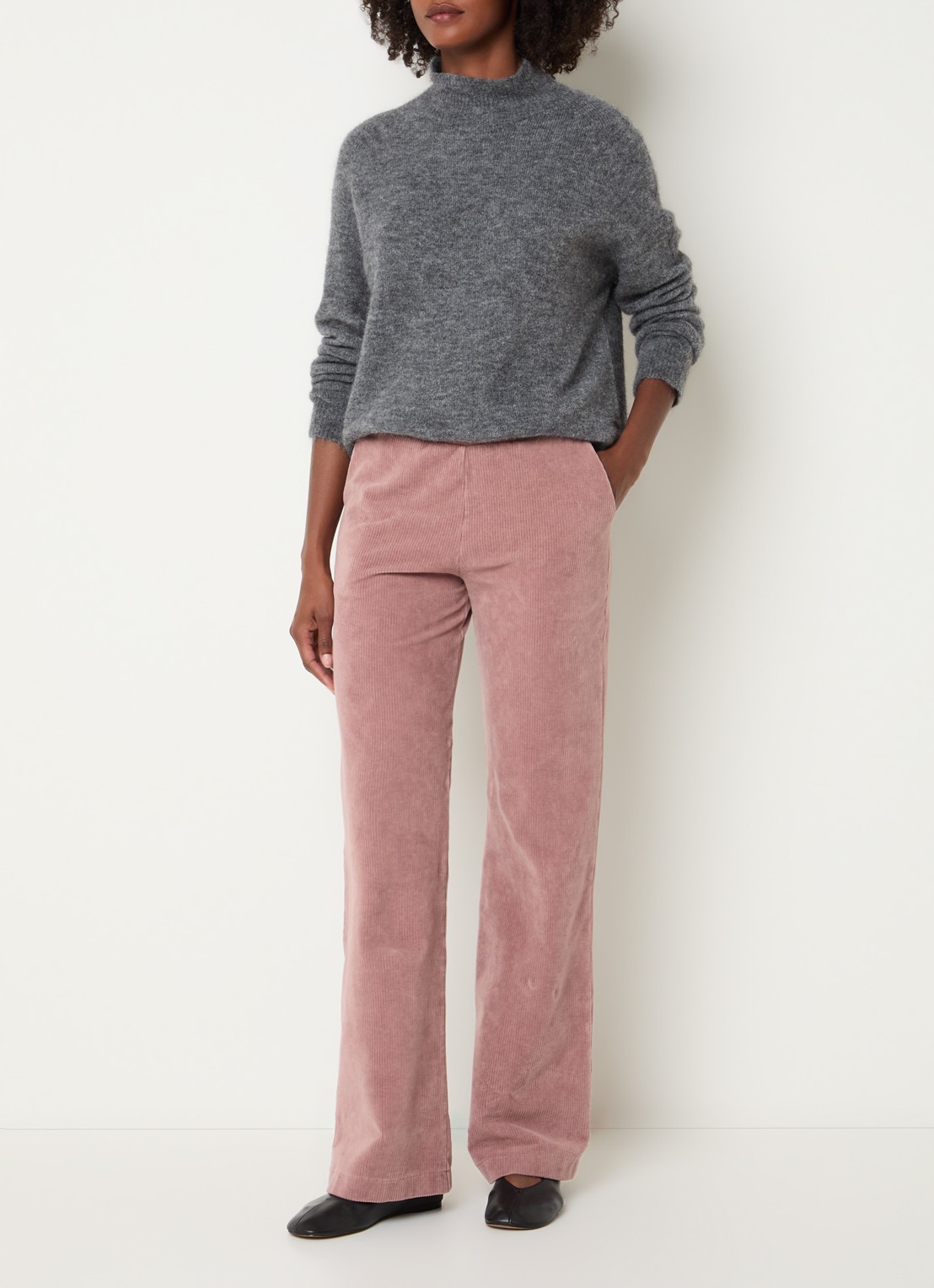 River Woods High waist loose fit broek met steekzakken - voorkant 4 oudroze