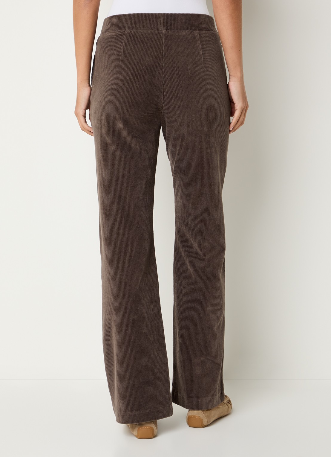 River Woods High waist loose fit broek met steekzakken - achterkant 3 lichtbruin