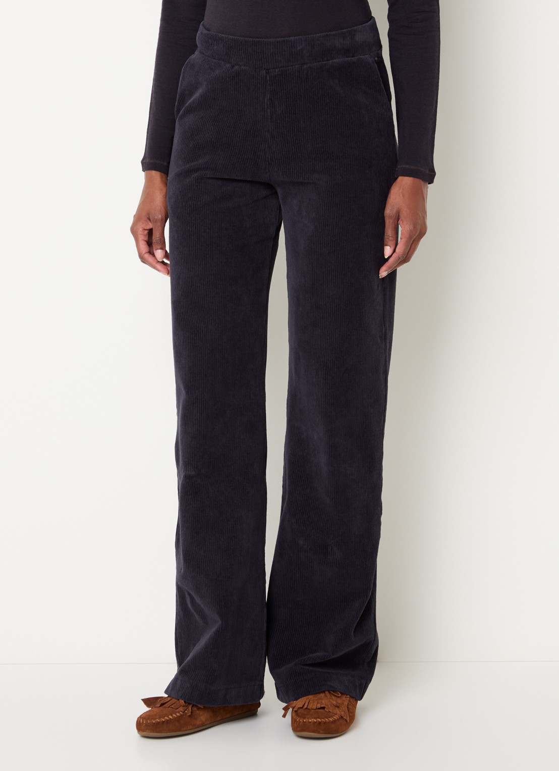 River Woods High waist loose fit broek met steekzakken - detail blauw