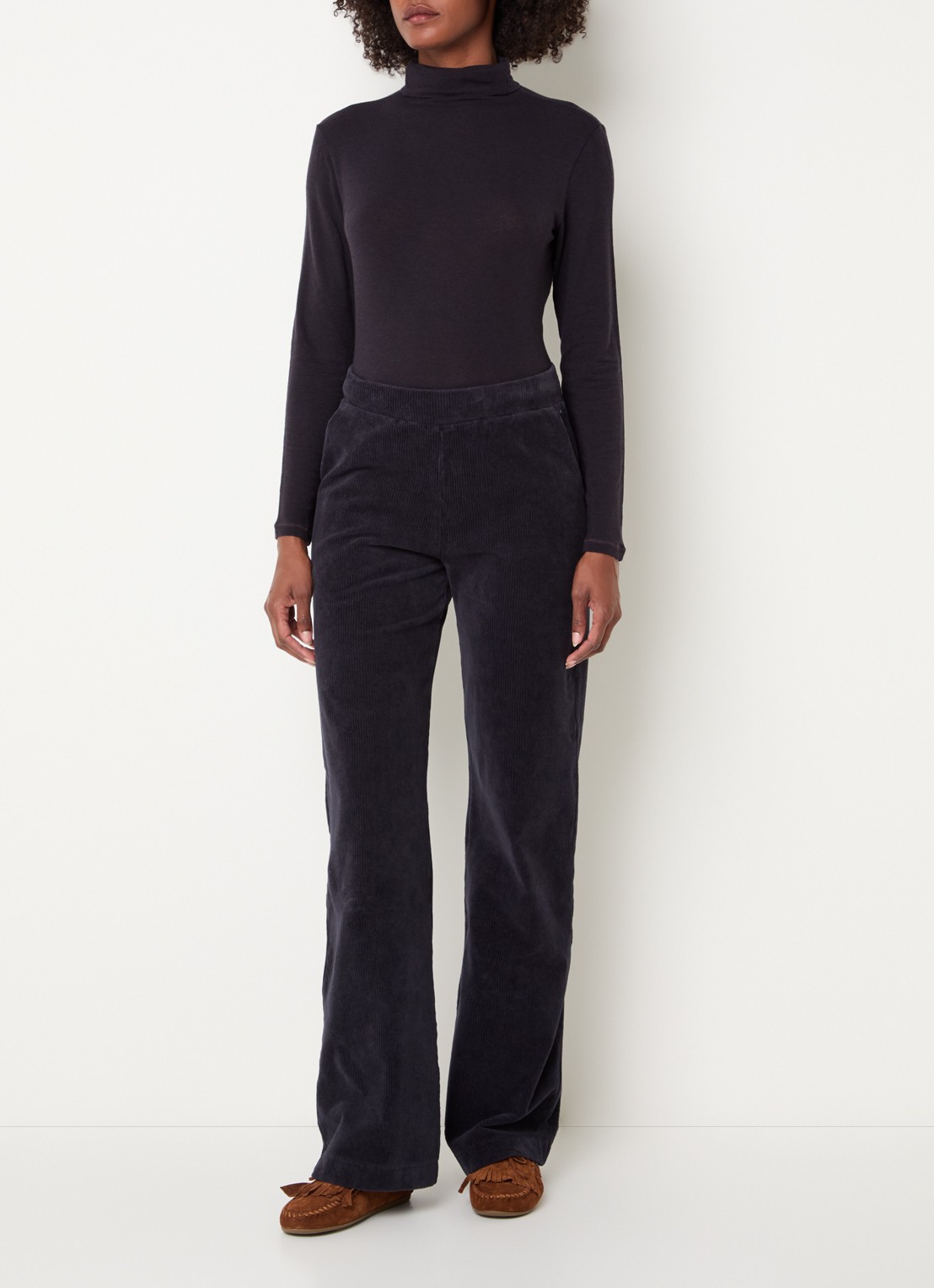 River Woods High waist loose fit broek met steekzakken - voorkant 3 blauw