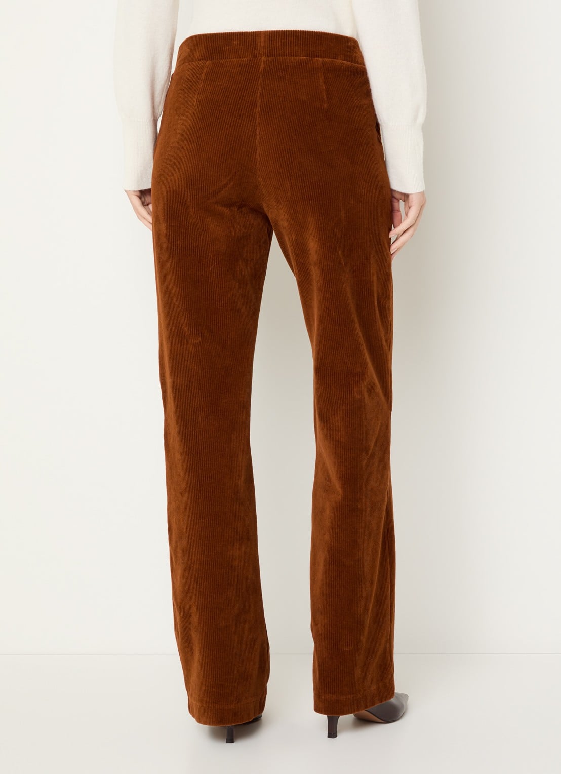 River Woods High waist loose fit broek van fluweel met steekzakken - achterkant 3 roestbruin
