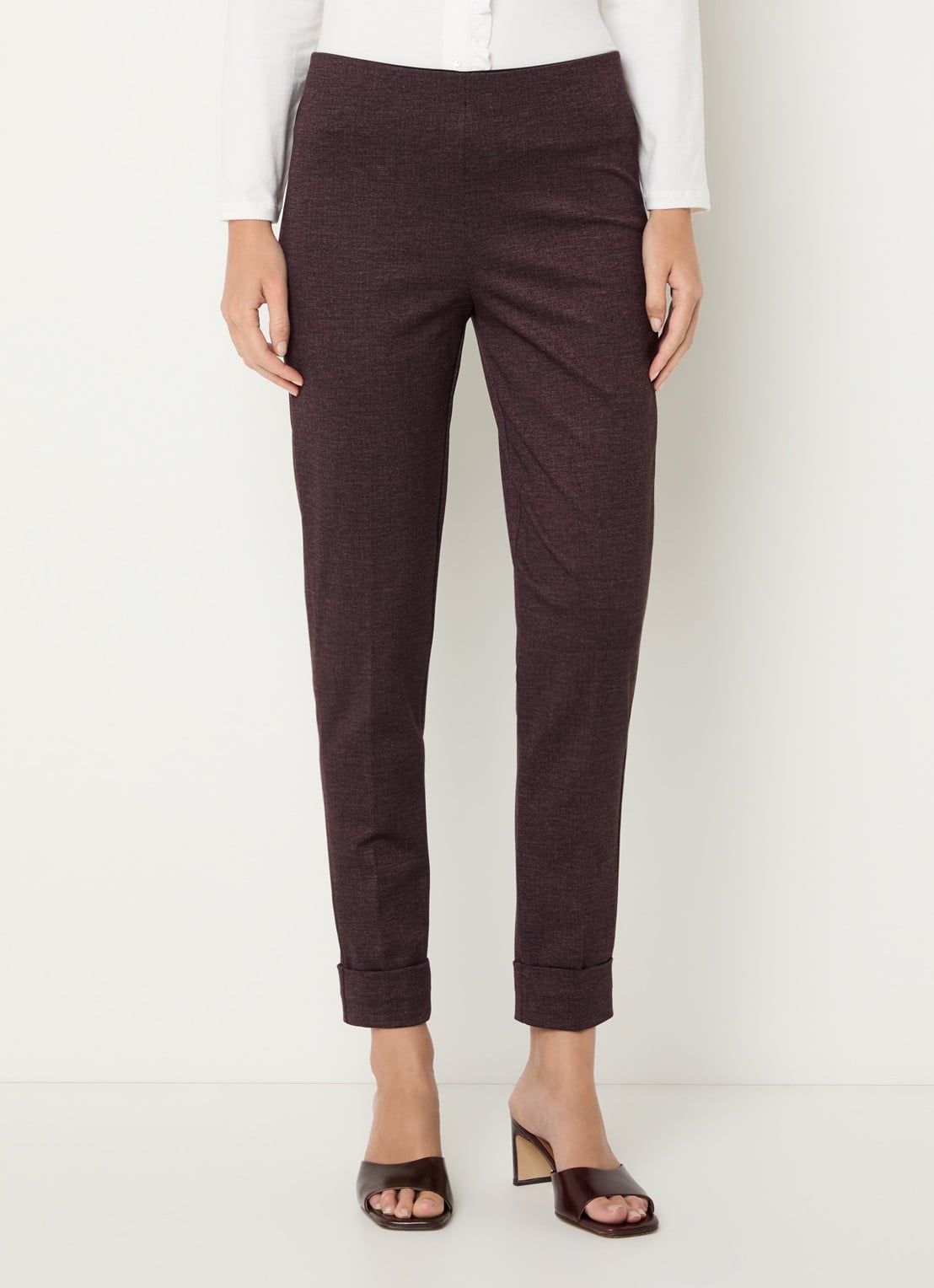 River Woods High waist skinny fit legging met stretch - detail aubergine