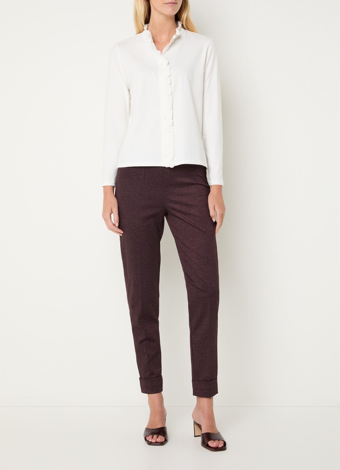 River Woods High waist skinny fit legging met stretch - voorkant 4 aubergine