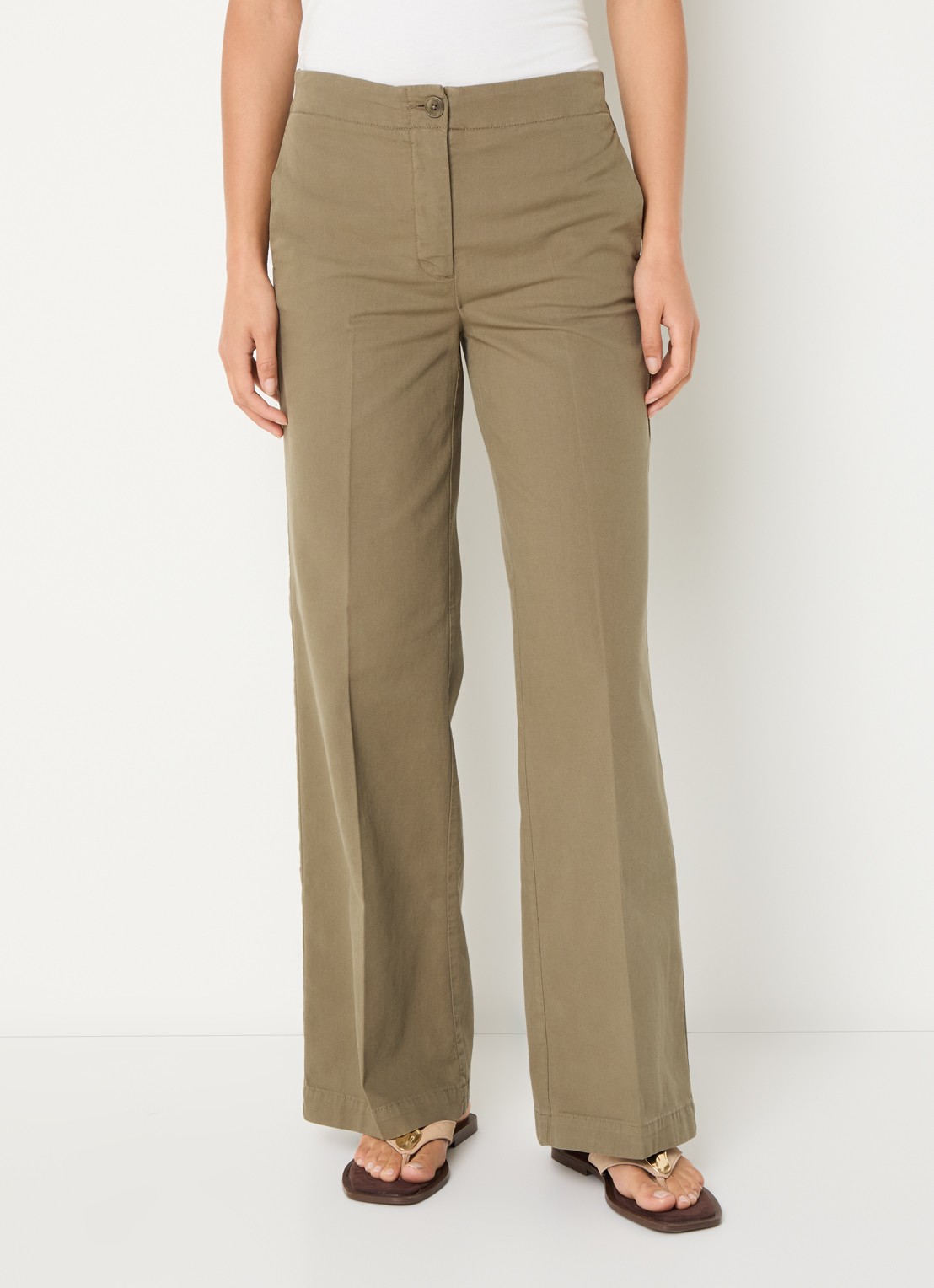 River Woods High waist straight fit broek met steekzakken - detail 2 khaki