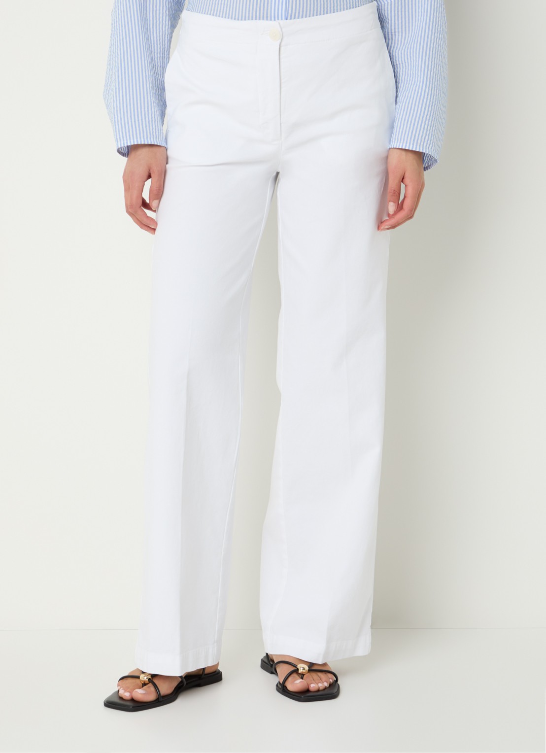 River Woods High waist straight fit broek met steekzakken - detail 2 wit