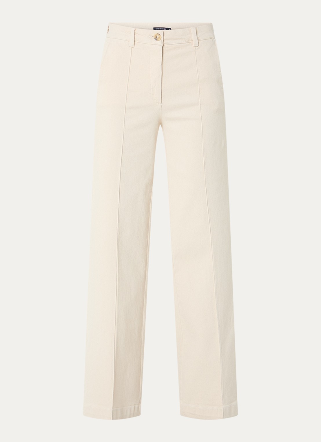 River Woods High waist straight fit broek met steekzakken - voorkant creme