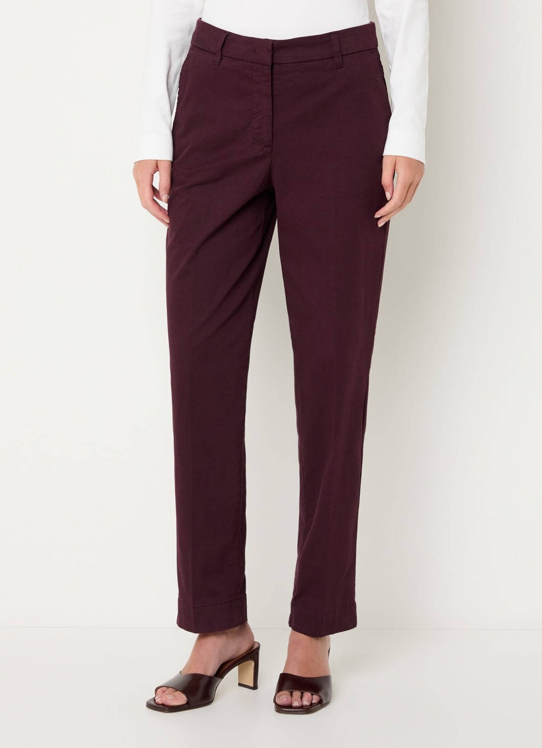River Woods High waist straight fit broek met steekzakken - detail aubergine