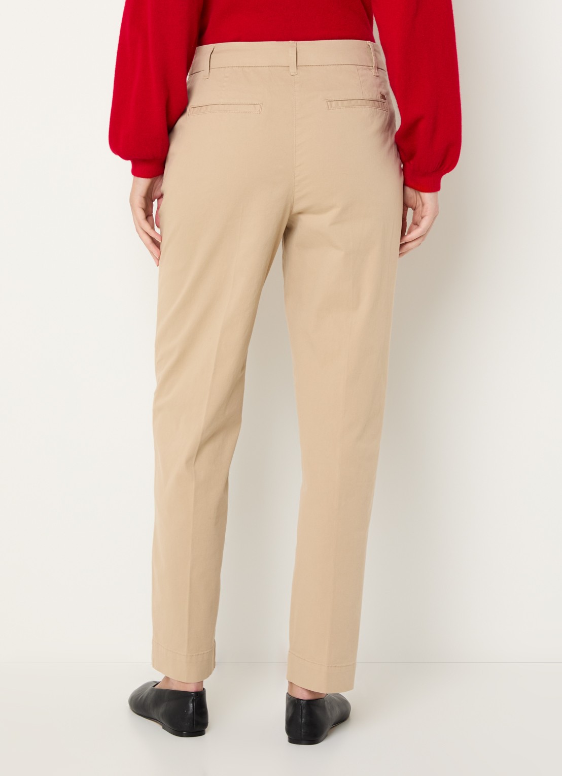 River Woods High waist straight fit broek met steekzakken - achterkant 2 beige
