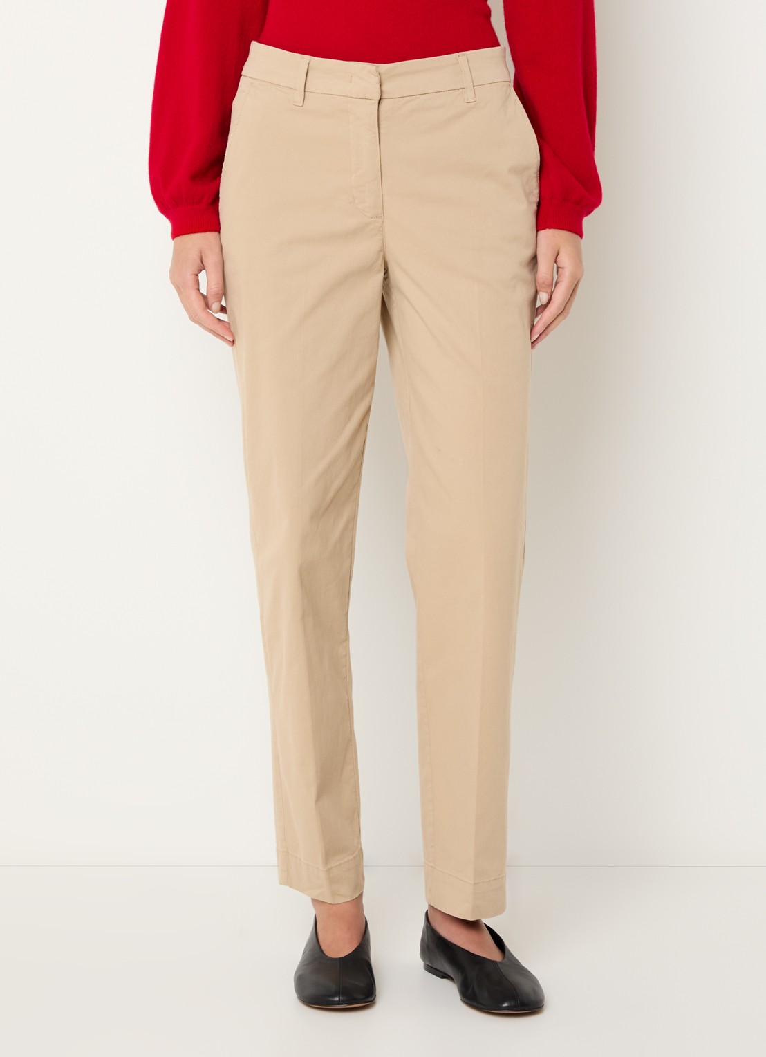 River Woods High waist straight fit broek met steekzakken - detail beige