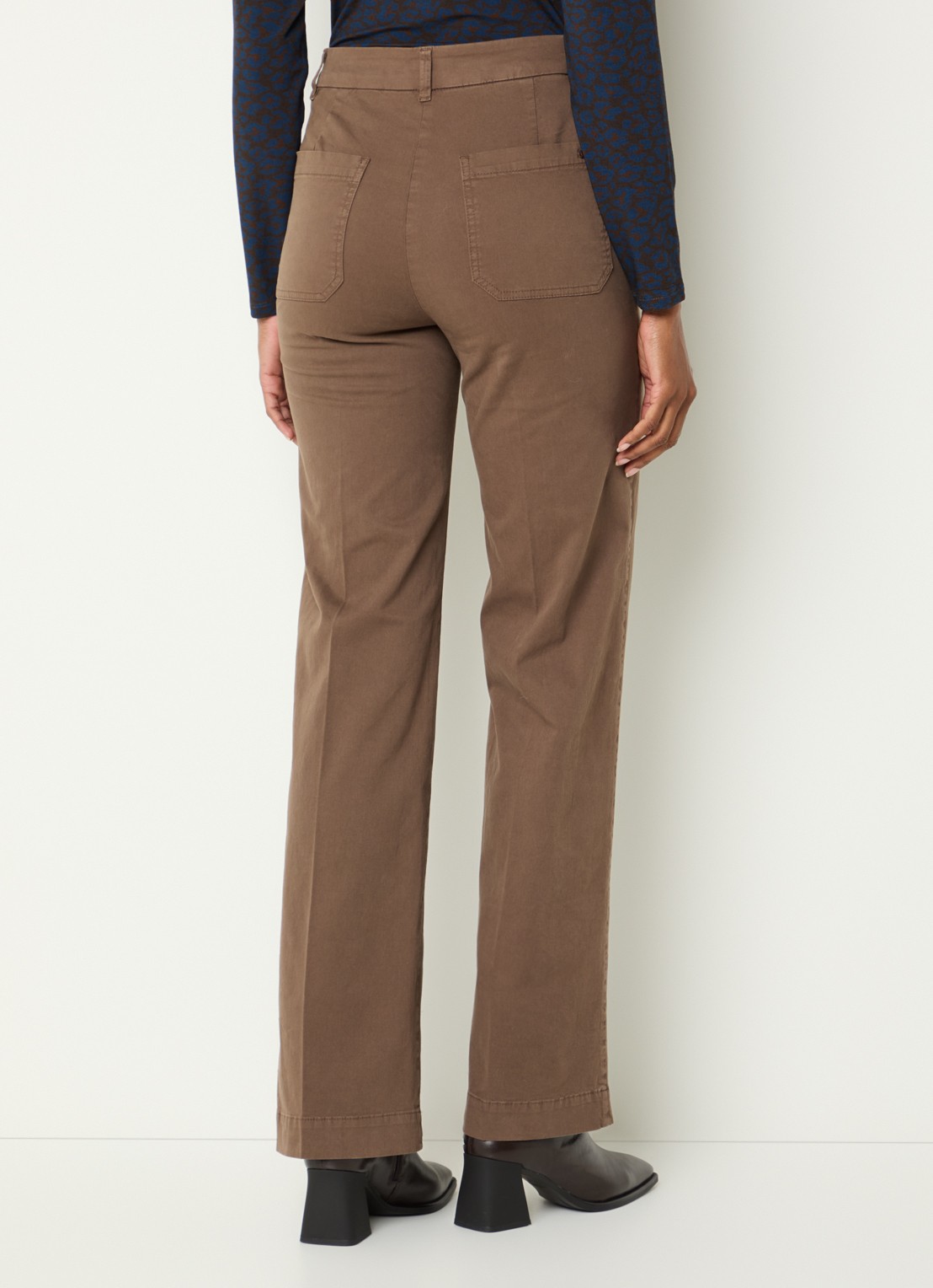 River Woods High waist straight fit broek met steekzakken - achterkant felgroen