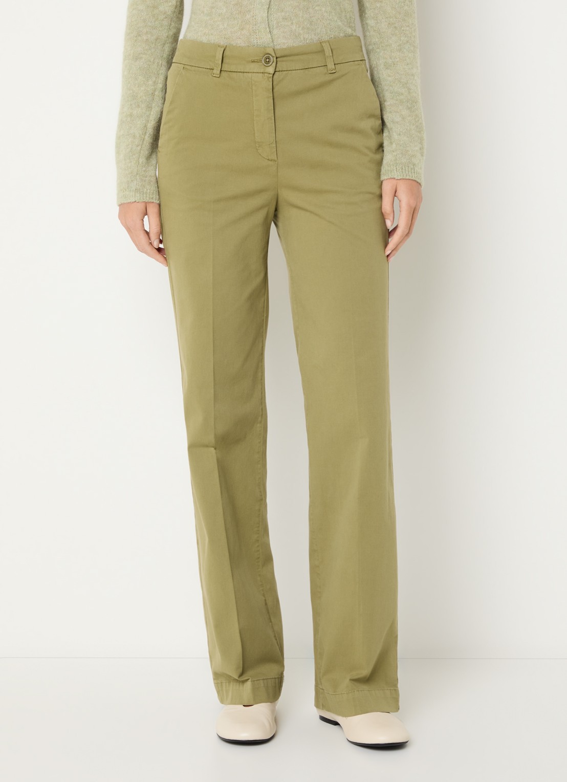 River Woods High waist straight fit broek met steekzakken - detail 3 mosgroen