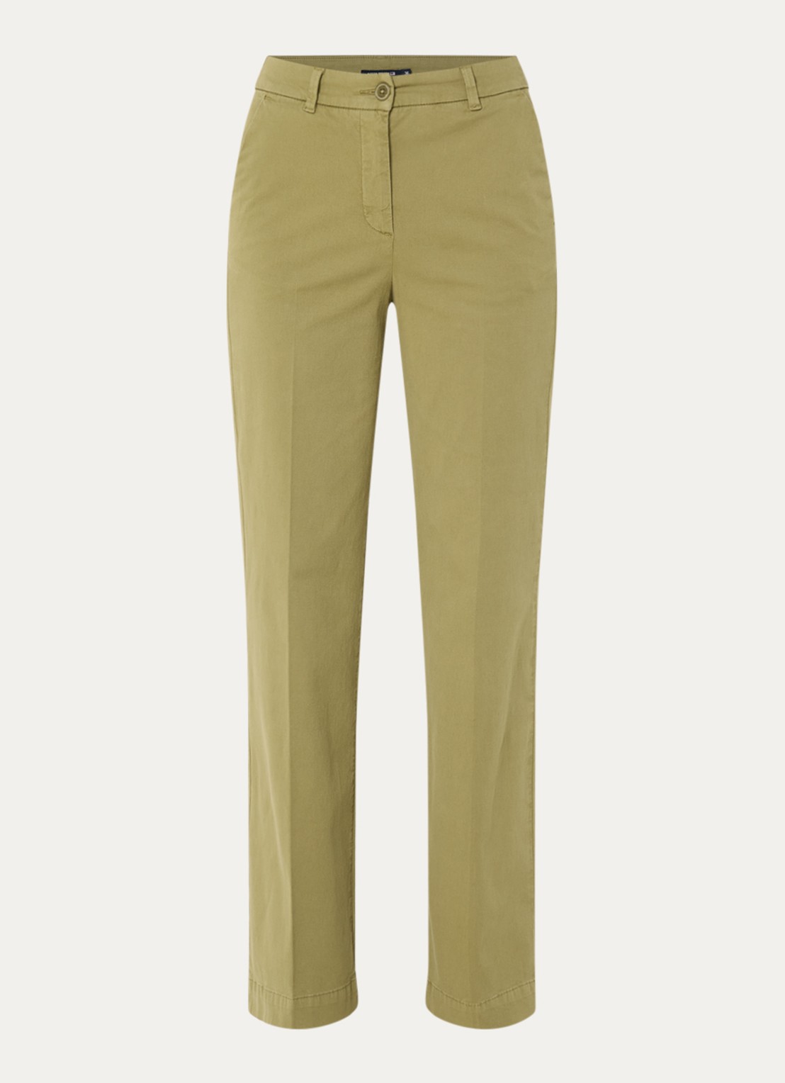 River Woods High waist straight fit broek met steekzakken - voorkant mosgroen
