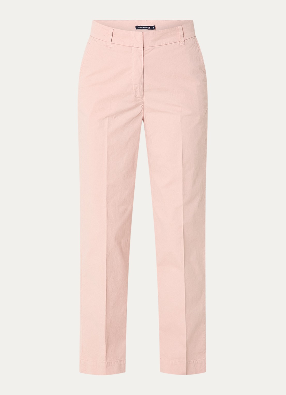 River Woods High waist straight fit chino met steekzakken  - voorkant 2 lichtroze