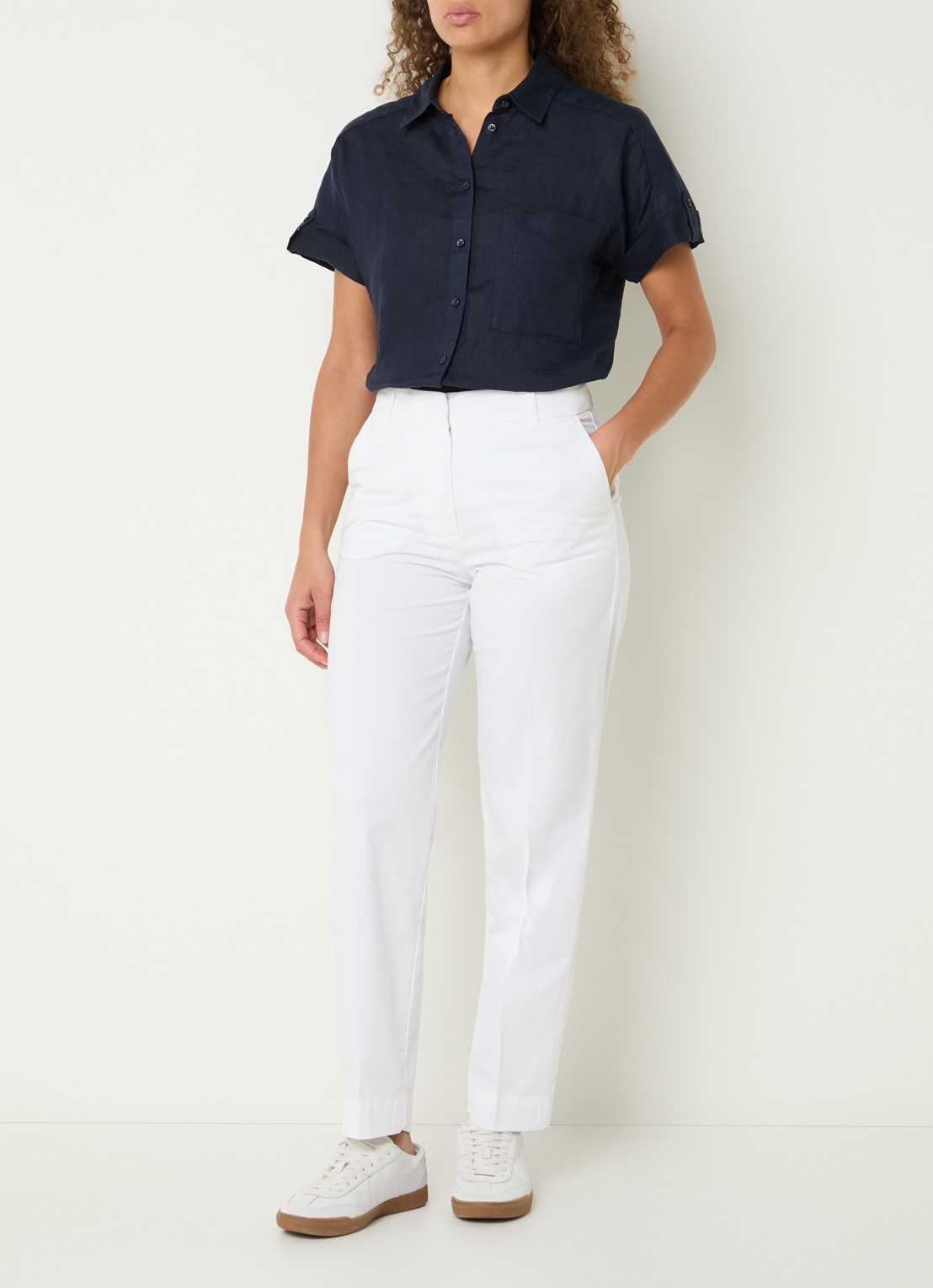 River Woods High waist straight fit chino met steekzakken  - voorkant 4 wit