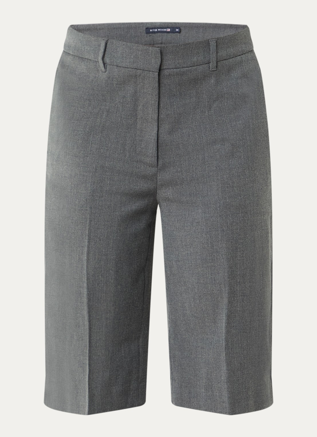 River Woods High waist straight fit korte pantalon in wolblend - voorkant 2 middengrijs