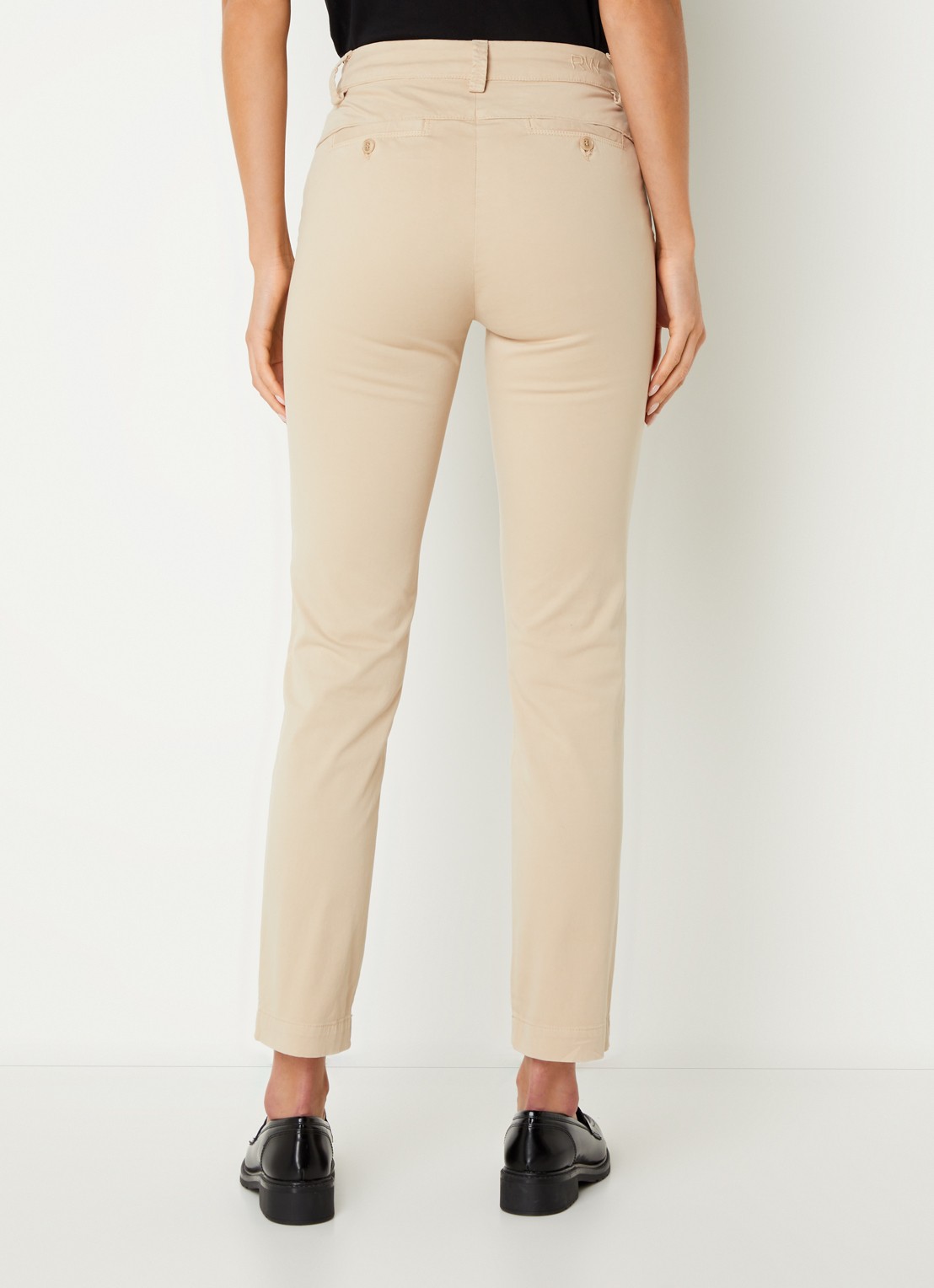River Woods High waist tapered fit cropped chino met steekzakken - achterkant 4 beige